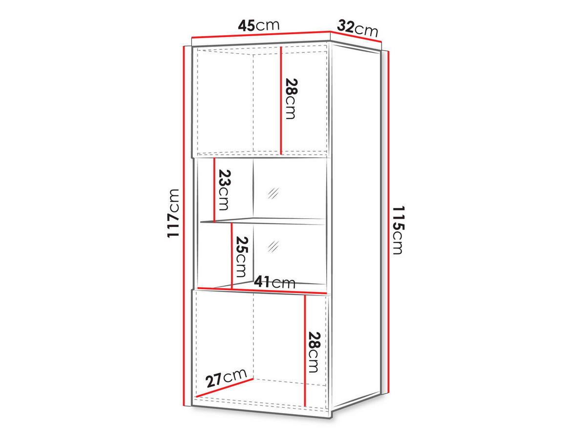 HÄNGEVITRINE Calabrini 05 mit weißer LED Beleuchtung - Kaschmir, Holzwerkstoff (45/117/32cm) - MIRJAN24