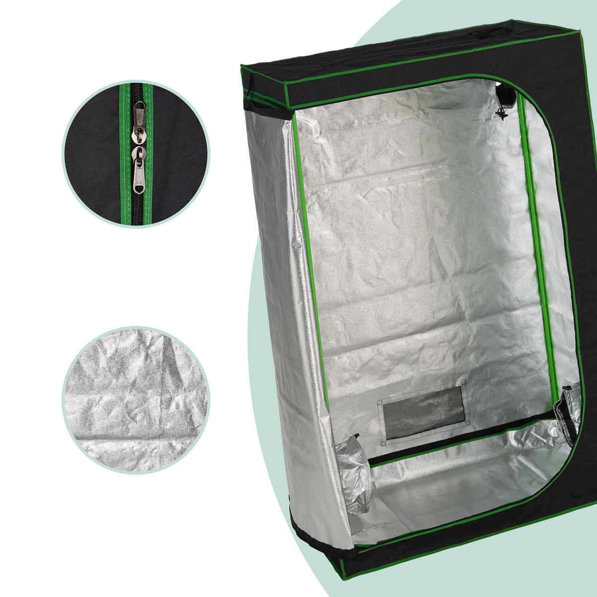 GROWZELT - Schwarz, Kunststoff/Textil (120/180/60cm) - Relaxdays