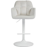 BARHOCKER Nardo Samt weiß creme - Naturfarben/Weiß, Textil/Metall (57/118/59cm) - TPFLiving