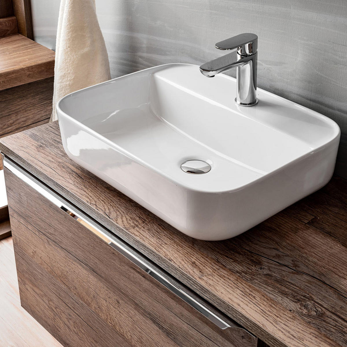 BADMÖBEL-SET 5-TLG. Puebla-56 - Braun, Holzwerkstoff (160/63/46cm) - Lomado