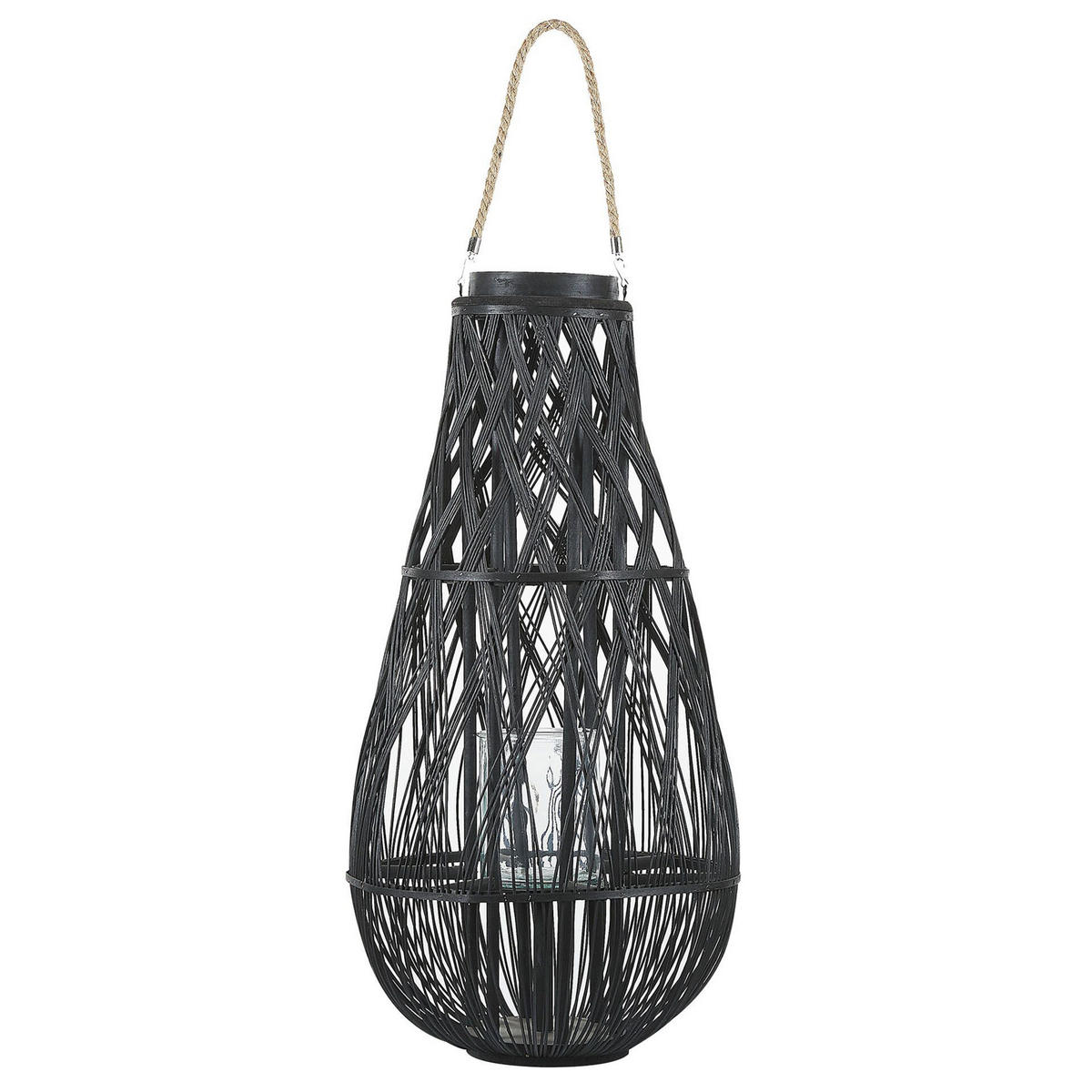 LATERNE Schwarz Tonga - Schwarz, Holz (39/77/39cm) - Beliani