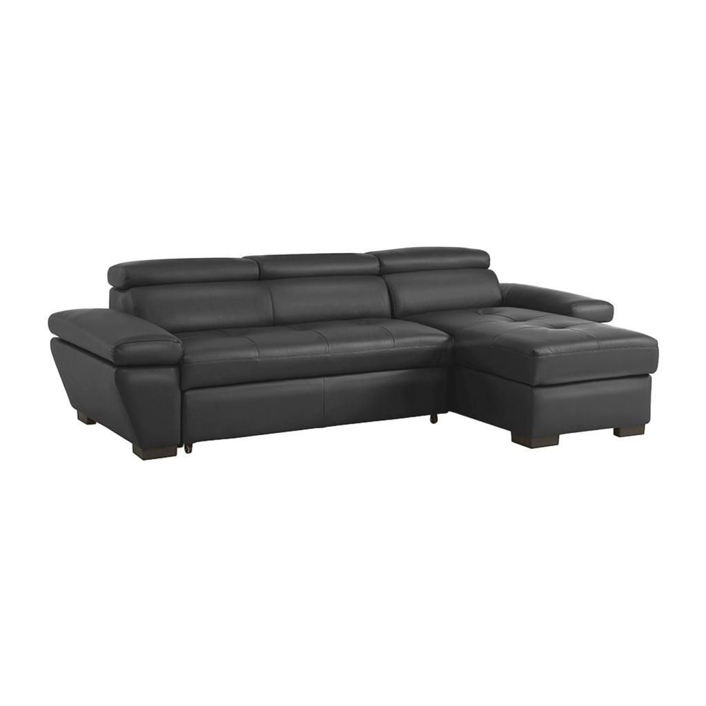Thumbnail - Vente-Unique Ecksofa, Anthrazit, Leder, Uni, 4-Sitzer, 256x154 cm, Wohnzimmer, Sofas & Couches, Wohnlandschaften, Ecksof...