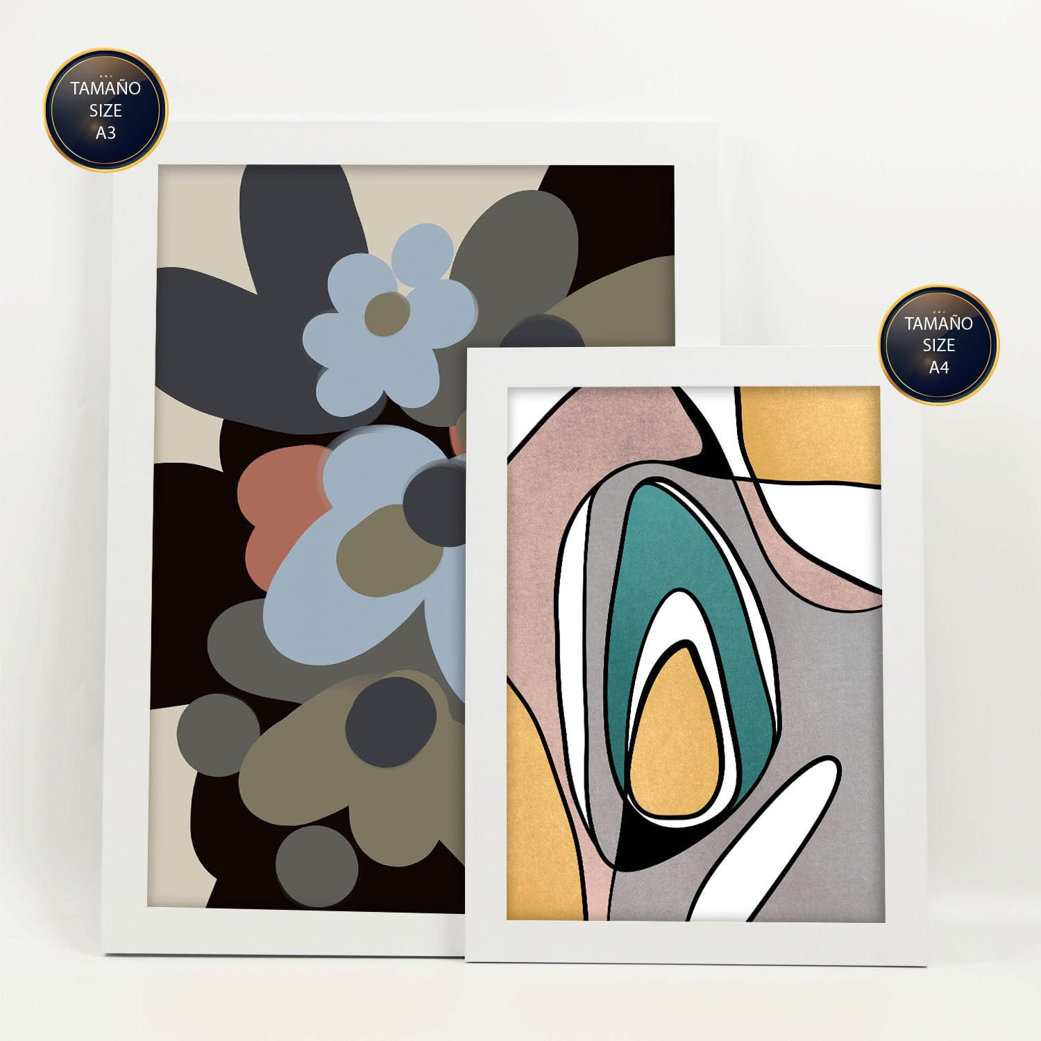 POSTER Set Mit 6 Hodgepodge Blume In Blume Zusammenfassung Ästhetische Dekorative Gemälde Für Ihr Wohnzimmer Zuhause A3 & A4 Weißer Rahmen - Weiß, Papier (29/3cm) - Nacnic