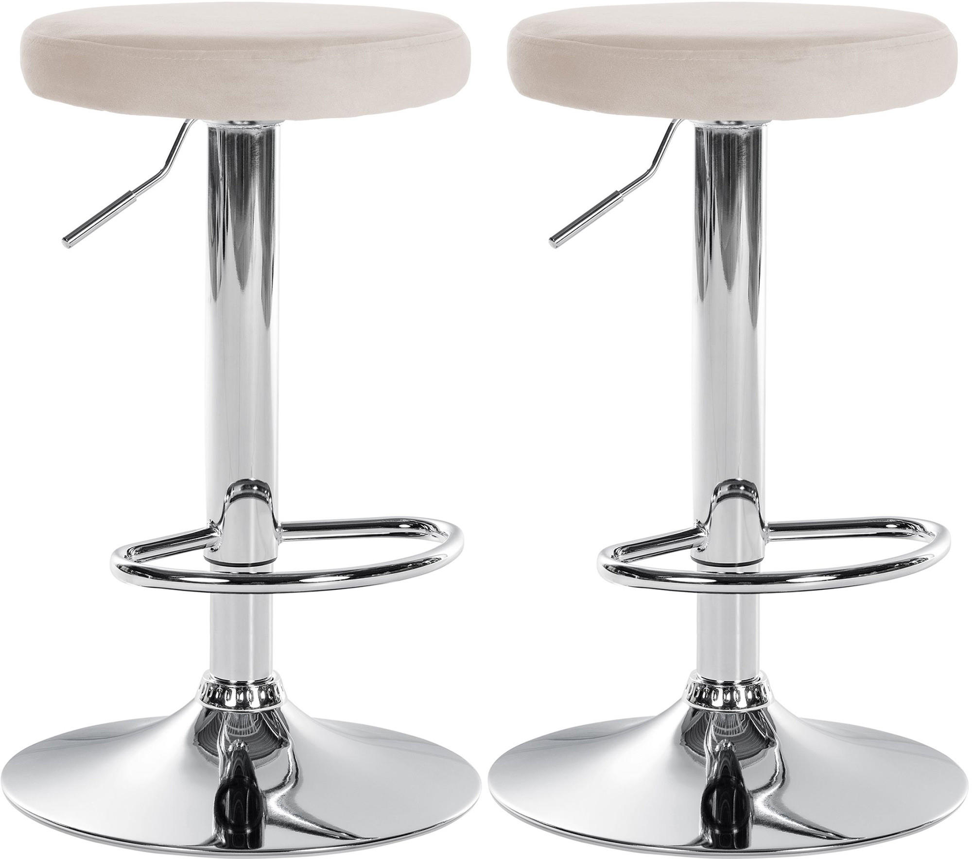 BARHOCKER 2er Set Samt creme - Creme, Textil/Metall (38.5/60/38.5cm) - CLP