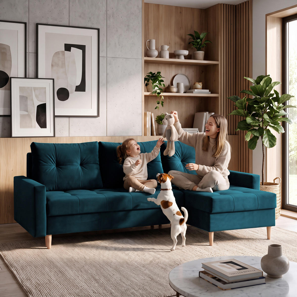 ROHOVÁ POHOVKA Halant s úložným prostorem, univerzální otoman, velurová látka, tyrkysová - tyrkysová, textil (220/140cm) - Beautysofa