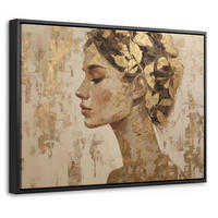 LEINWAND Bilder mit Rahmen - Frau - Gold - Abstrakt - Textur - 40x30 - Goldfarben, Textil (40/30cm) - MuchoWow