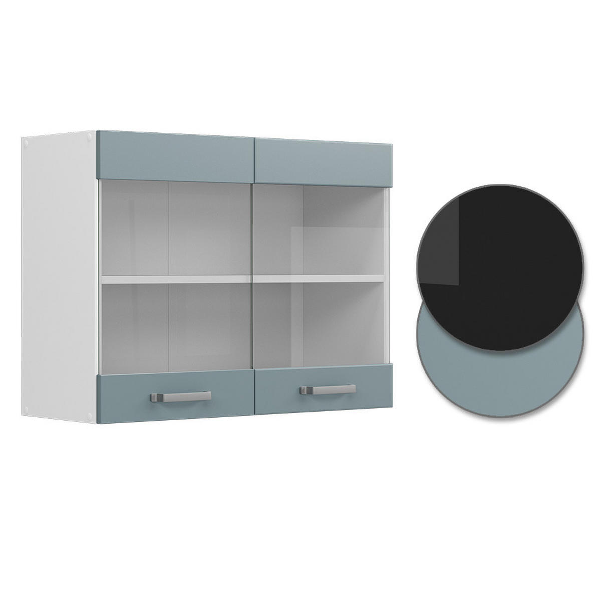KÜCHENGLASSCHRANK R-Line Blau-Grau 80 cm - Blaugrau/Weiß, Holzwerkstoff (80/60/31cm) - Vicco