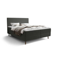 BOXBETT NARA mit Matratze H3, Bonell und Topper 180x200 POSO 115 - Dunkelgrau, Textil (180/200cm) - Bedante