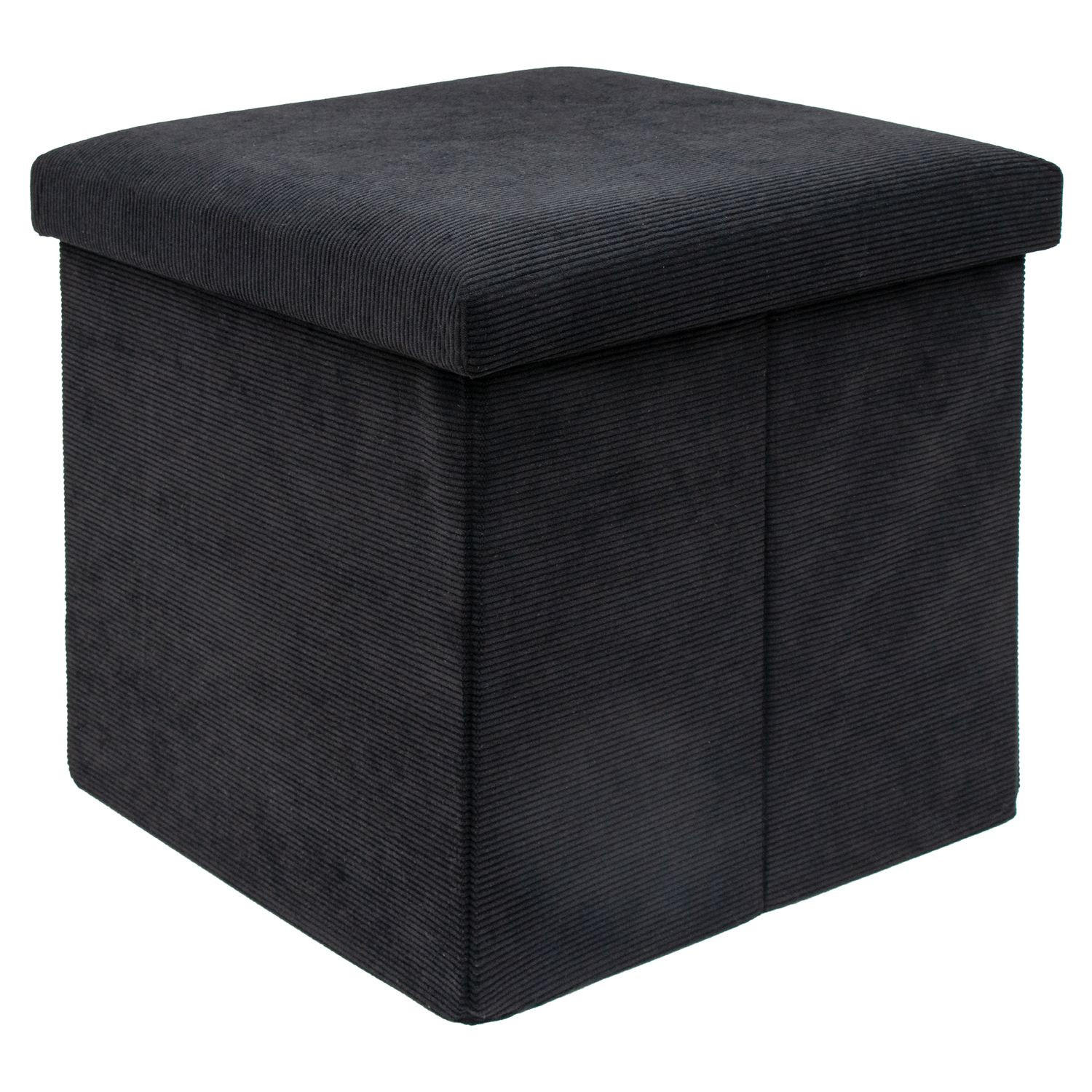 FALTBARER SITZHOCKER - Schwarz, Textil (38/38/38cm) - Intirilife