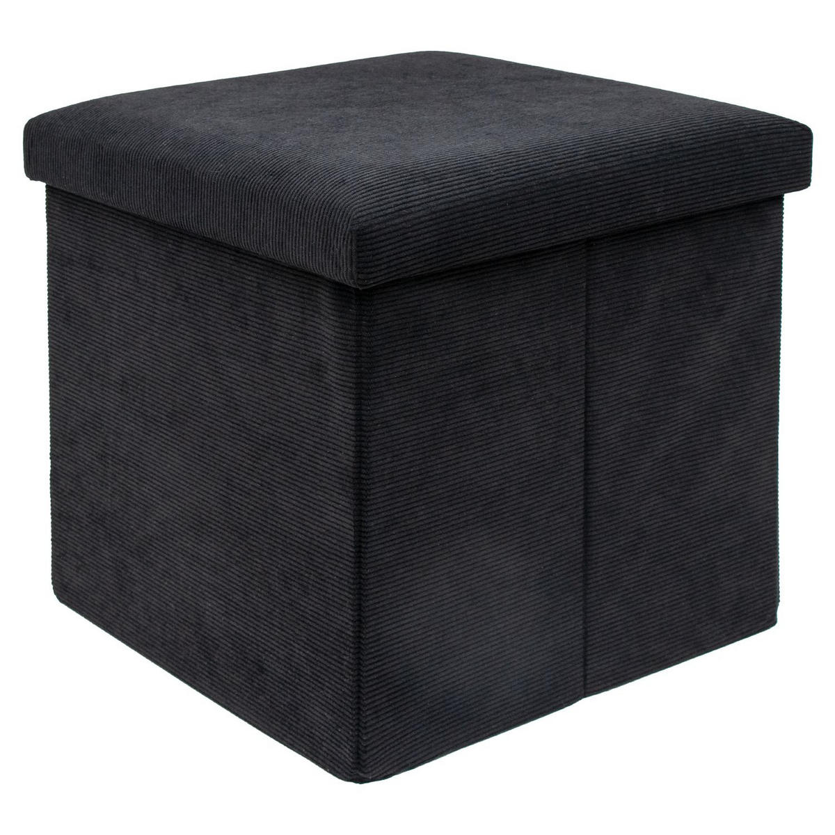 FALTBARER SITZHOCKER - Schwarz, Textil (38/38/38cm) - Intirilife