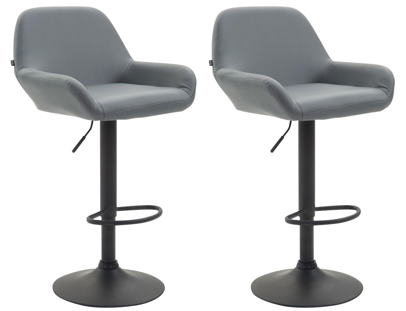 BARHOCKER 2er Set Lederlook grau - Schwarz/Grau, Textil/Metall (51/89/52cm) - CLP