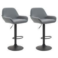 BARHOCKER 2er Set Lederlook grau - Schwarz/Grau, Textil/Metall (51/89/52cm) - CLP