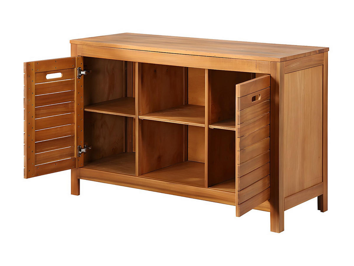 WASCHBECKENUNTERSCHRANK - 130 cm x 50 cm - holz - naturfarben dunkel Pulukan - Naturfarben, Holz (130/83/50cm) - Vente-Unique