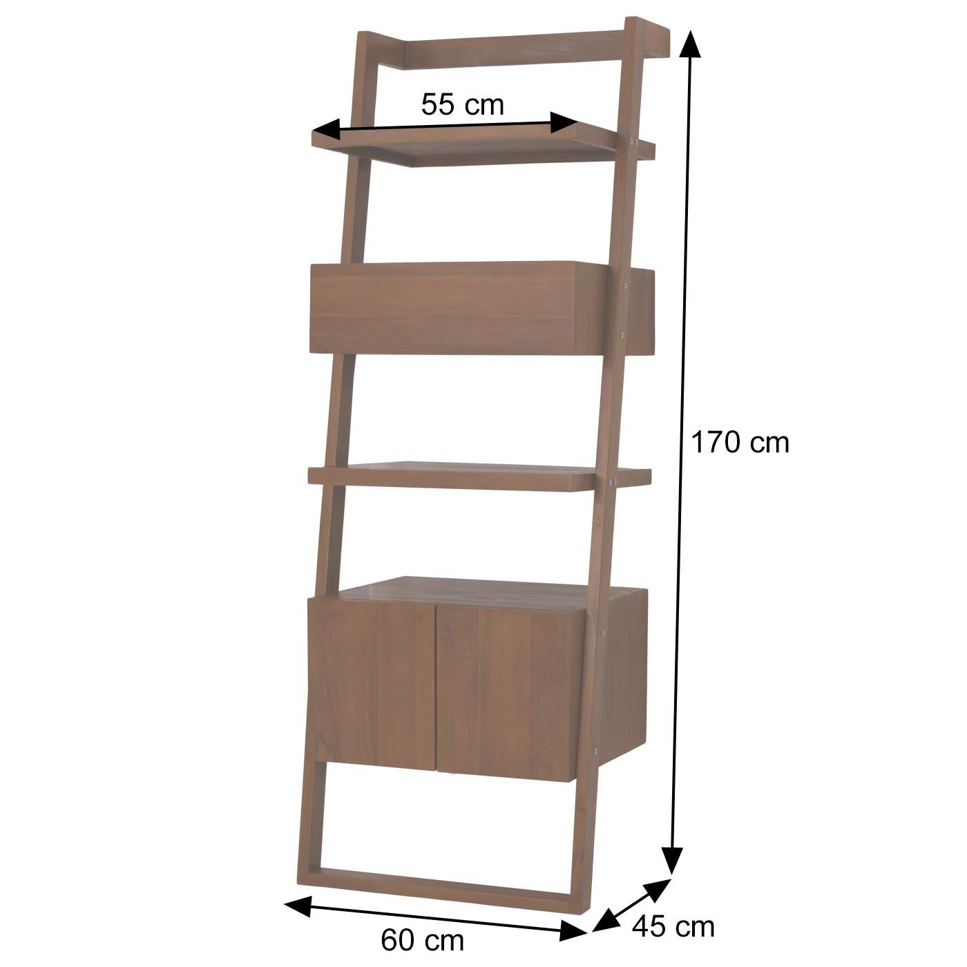 Thumbnail - MCW Leiterregal, Braun, Textil, 60x170x45 cm, Wohnzimmer, Regale, Bücherregale