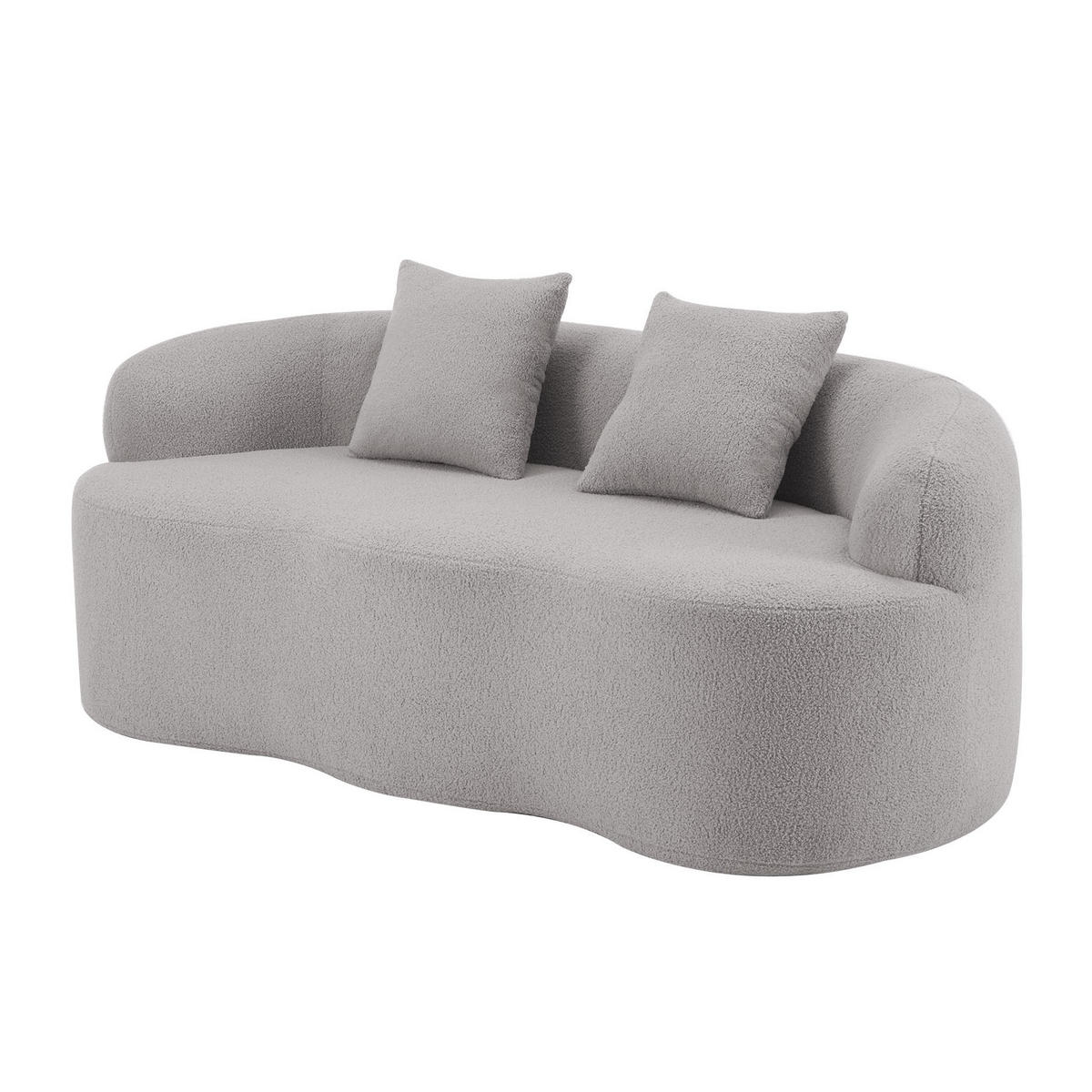 SOFA geschwungen 2-Sitzer Hellgrau - Hellgrau, Kunststoff (170/70/89cm) - Meubliv