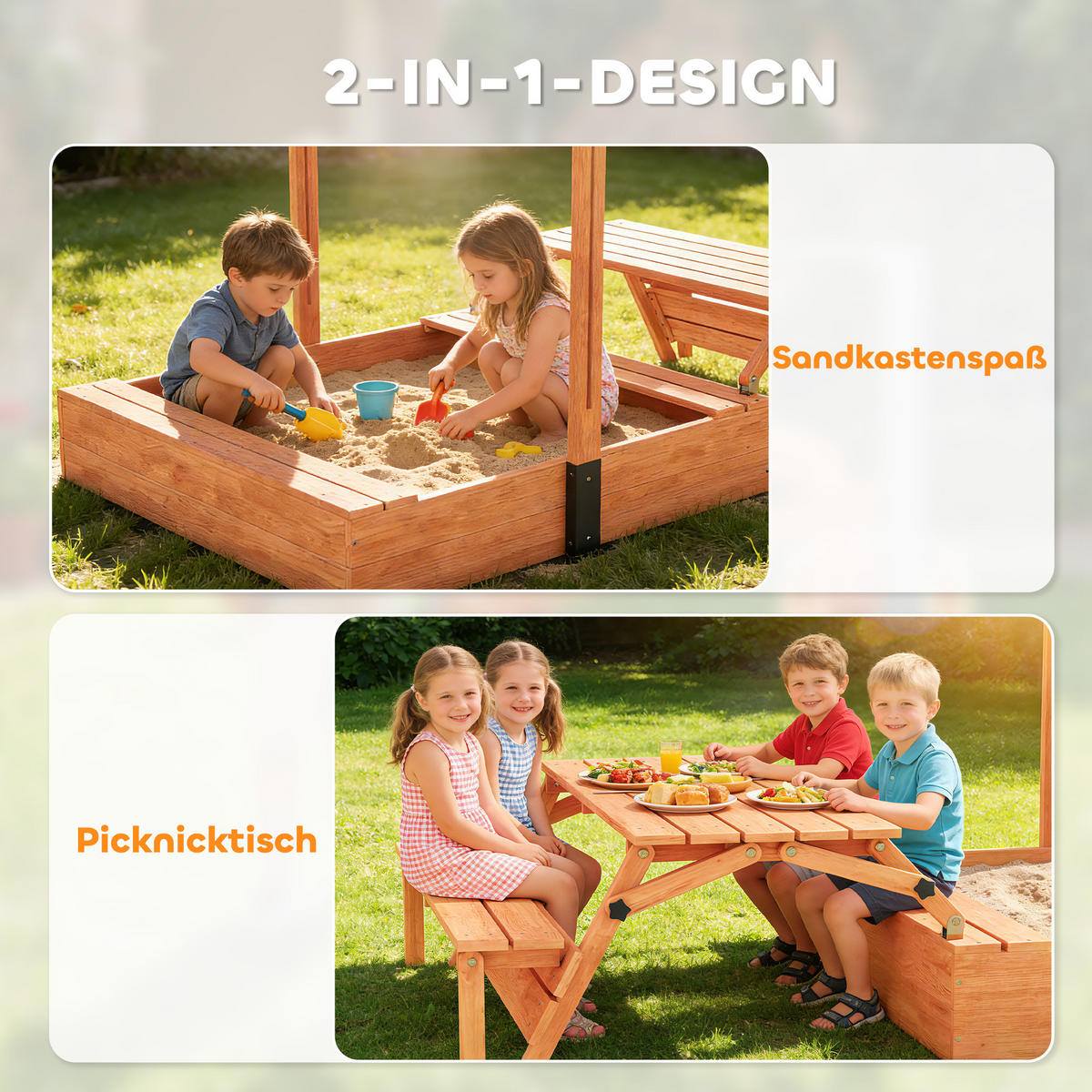 SANDKASTEN Tannenholz Polyester Braun - Braun, Holz (184/110/120cm) - AIYAPLAY