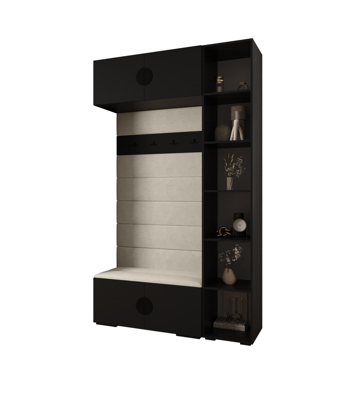 GARDEROBEN-SET 236,7/140/47 - Schwarz/Weiß, Holz/Kunststoff (140/236.7/47cm) - Abiks Möbel