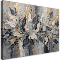 WANDBILD grau gold glamour blätter - Silberfarben, Textil (60/40cm) - Feeby