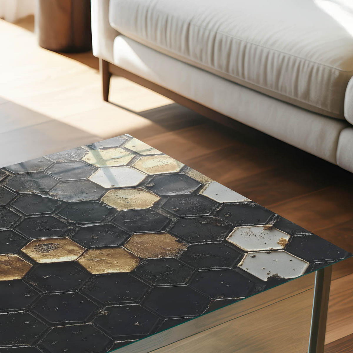 TISCHPLATTE 50x50 cm – Geometrisches Mosaik - Grün, Glas (0.4/50/50cm) - Wallfluent