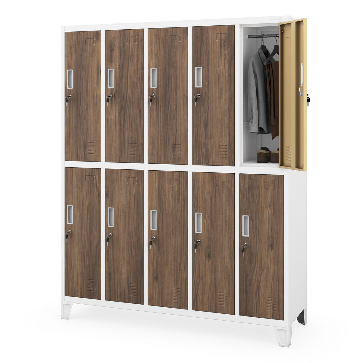 ARBEITSSCHUTZ-KLEIDERSCHRANK BARTEK 172x136x45 cm - Nussbaumfarben/Weiß, Metall (136/172/45cm) - Jan Nowak