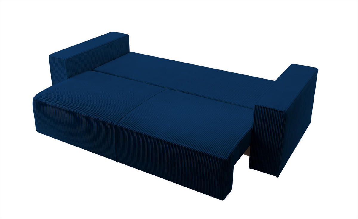 SCHLAFSOFA Farese Dunkelblau Cordbezug - Schwarz/Dunkelblau, Kunststoff/Textil (257/85/102cm) - Selsey