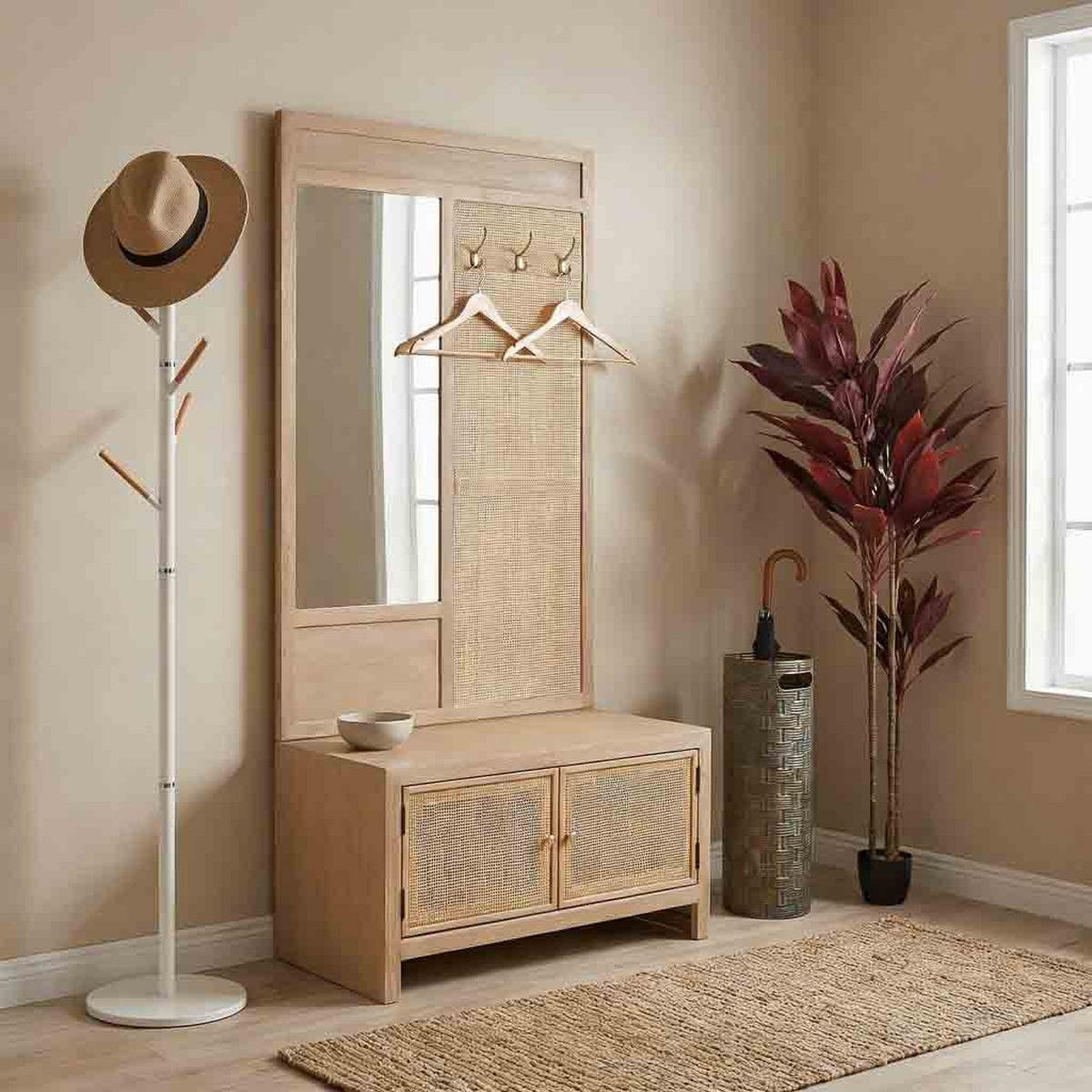 GARDEROBE aus Holz 90x8x181h-90x39x46 cm - Braun, Holzwerkstoff (90/181/8cm) - Wanderlust