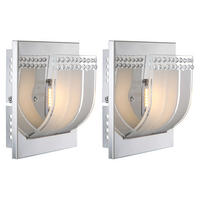 LED WANDLEUCHTE Metall Kristalloptik Silber 2er Set - Silberfarben, Glas (16/9/14cm) - Globo Lighting