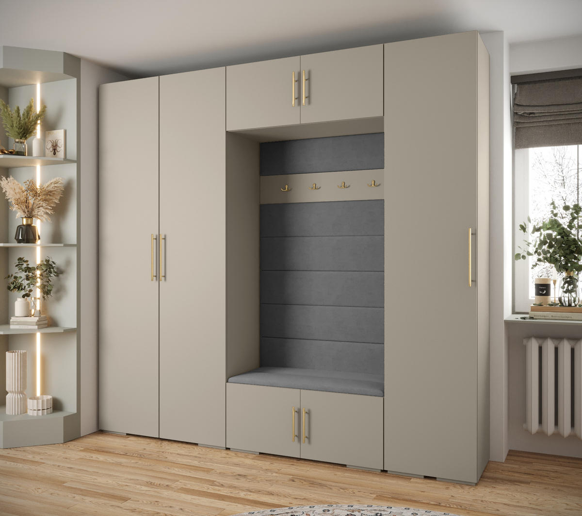 GARDEROBEN-SET 236,7/250/47 - Kaschmir/Goldfarben, Holz/Kunststoff (250/236.7/47cm) - Abiks Möbel