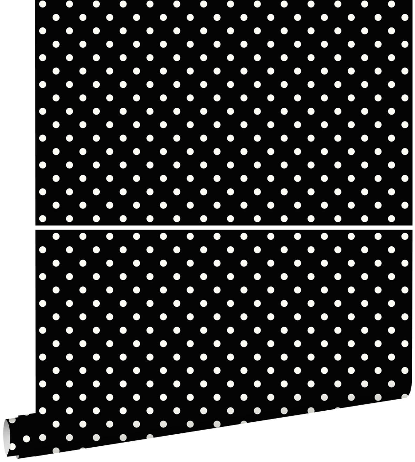 TAPETE Punkte 53 cm x 10.05 m - Schwarz, Papier (53/1000cm) - ESTAhome