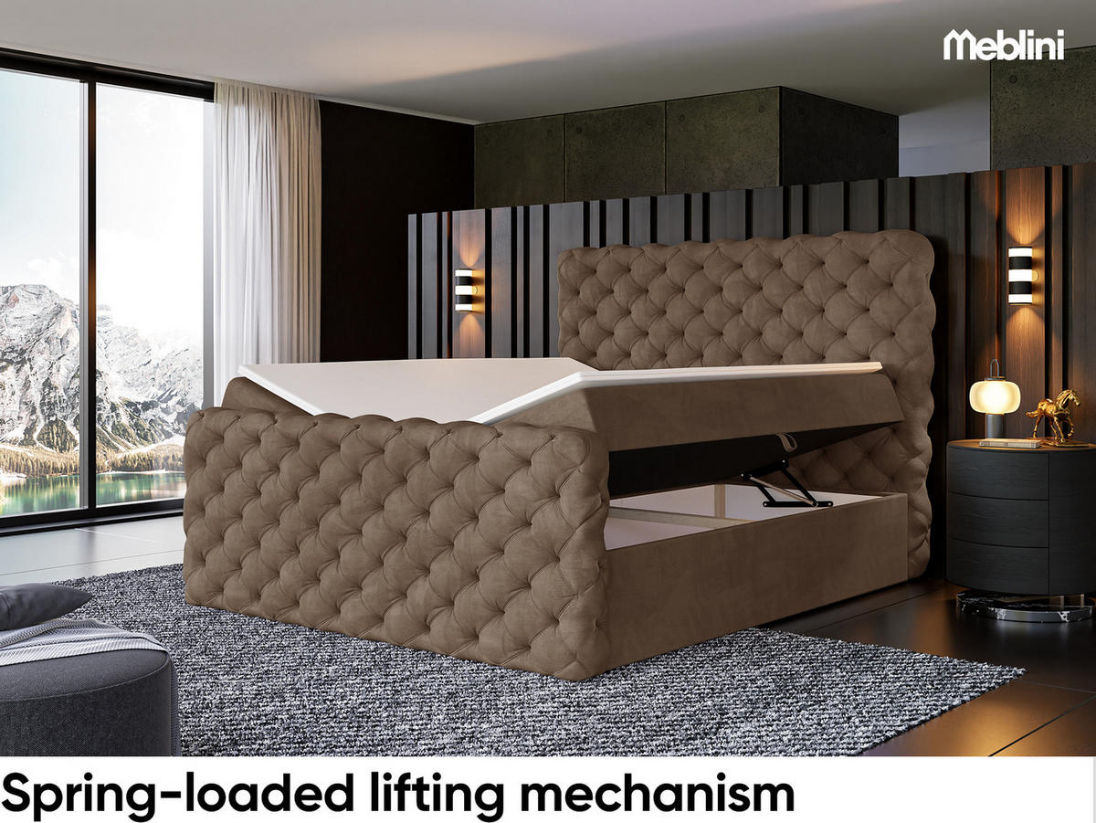 BOXBETT Duke - Schwarz/Braun, Holzwerkstoff/Textil (120/200cm) - Meblini