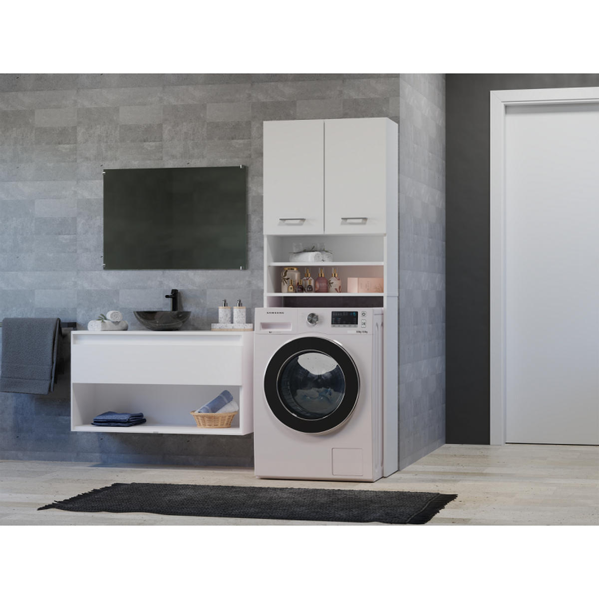 WASCHMASCHINENUMBAUSCHRANK Weiß 64/180/30 - Weiß, Holzwerkstoff (64/180/30cm) - RAUMHIRSCH FURNITURE