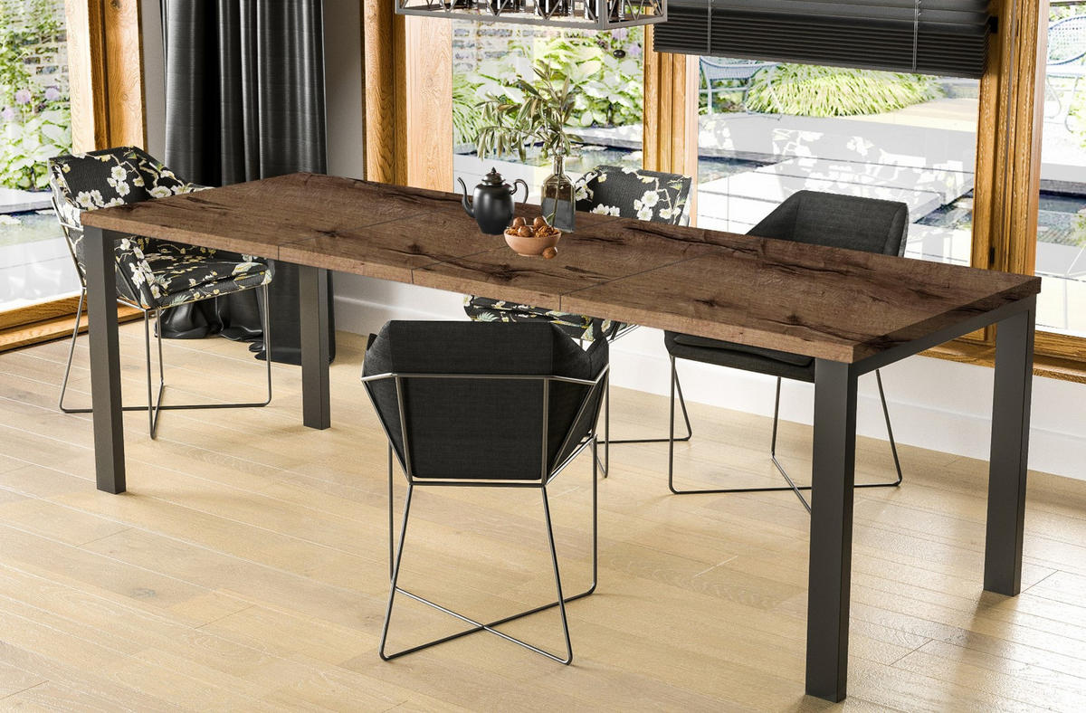 ESSTISCH Garant ausziehbar - Mooreichefarben, Holzwerkstoff (80/80/76cm) - Endo-Moebel