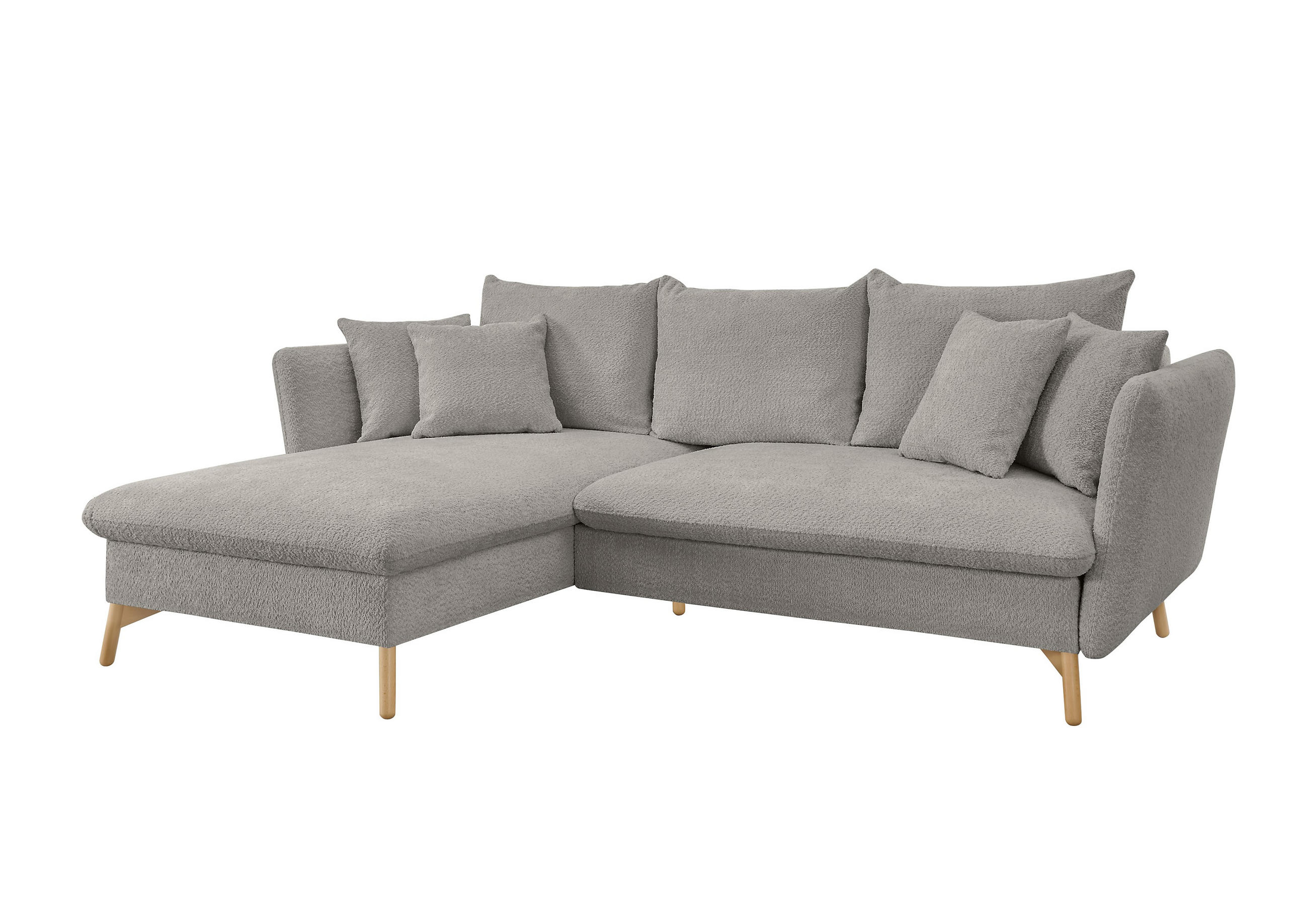 ECKSOFA S11 Ambriamo Hellgrau 258/91/167 cm Recamiere links - Hellgrau, Textil (167/258cm) - Livojo