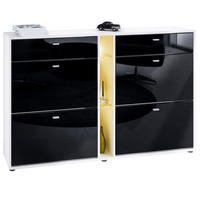 SCHUHSCHRANK Today Fronten in Schwarz Hochglanz - Schwarz Hochglanz, Holzwerkstoff (155.5/95/28cm) - Vladon