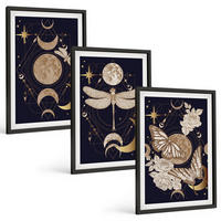 BILDER SET 3er Set - 40x60 cm Schwarzer Rahmen - Naturmotive Mondblumen - Schwarz, Kunststoff (40/60cm) - TULUP