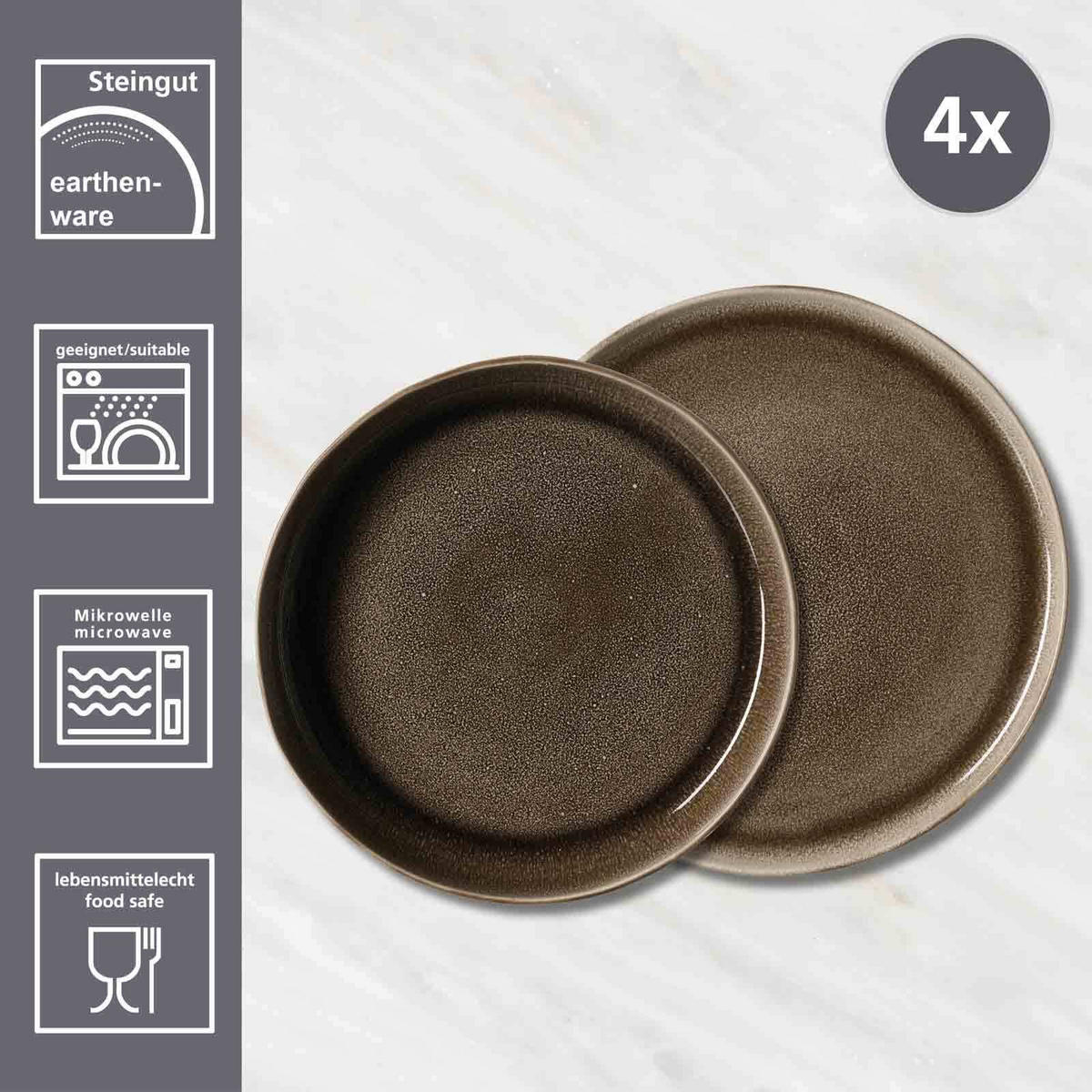 TAFELSET Eda braun 8er Set - Braun, Keramik (30/34/34cm) - Ritzenhoff Breker