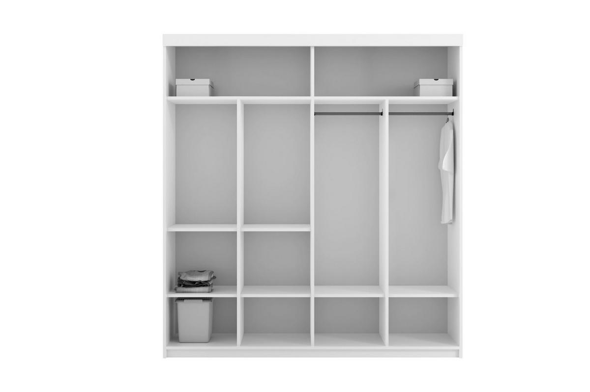 KLEIDERSCHRANK Karo 203 Schwarz, zweitüriger Schiebeschrank mit Spiegel - Schwarz, Holzwerkstoff (203/216/62cm) - Bettso