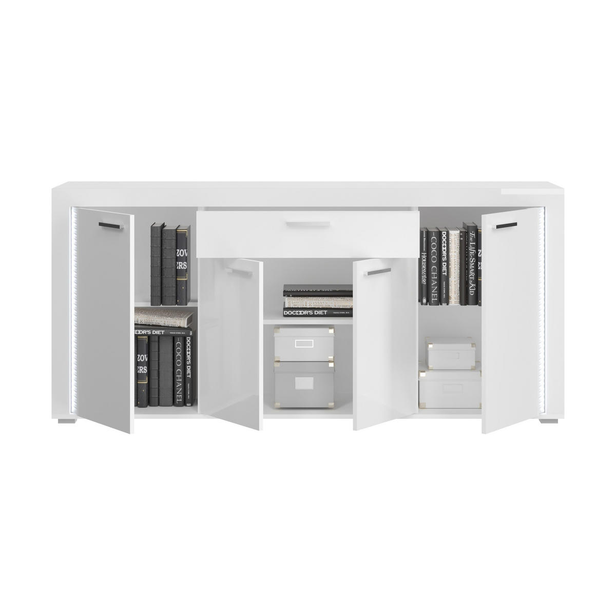 SIDEBOARD SKYLIGHT (B/H/T: ca. 182/84/42 cm) in Weiß/weiß hochglanz - Weiß, Holzwerkstoff (182/84/42cm)