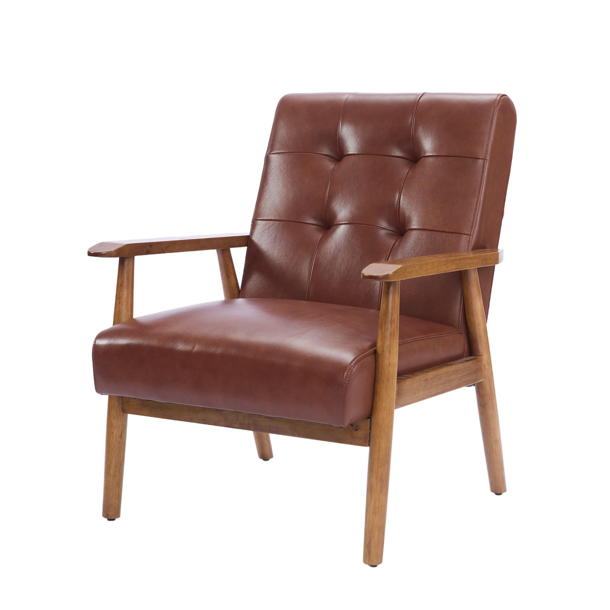 SESSEL Echtleder mit Nussbaum-Armlehnen, DE-42331, Braun - Braun, Holzwerkstoff (80/83/64cm) - ComfortXL