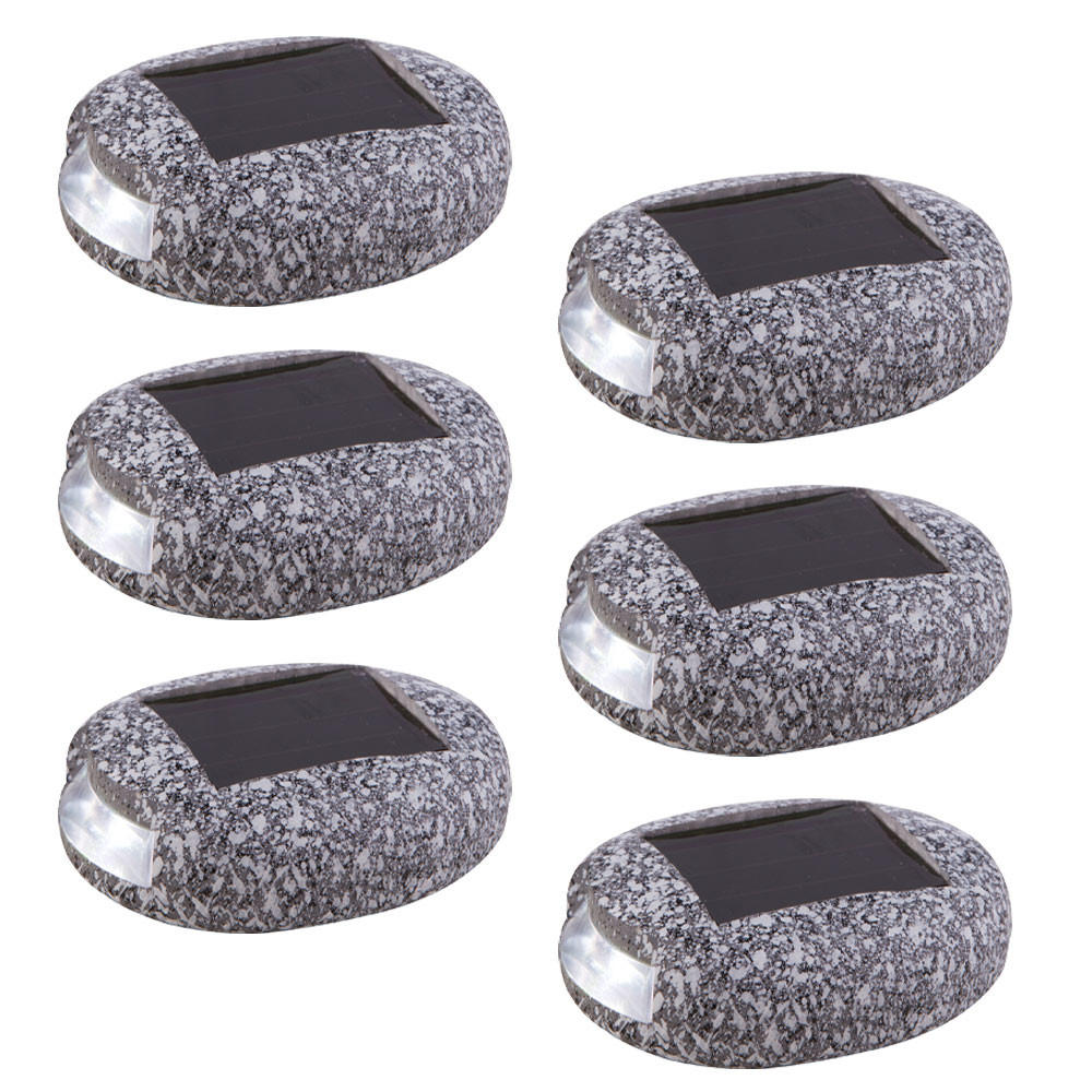 LED AUSSENLEUCHTE Stein Design Grau 6er Set - Grau, Kunststoff (8.5/6.5/2.5cm) - Globo Lighting