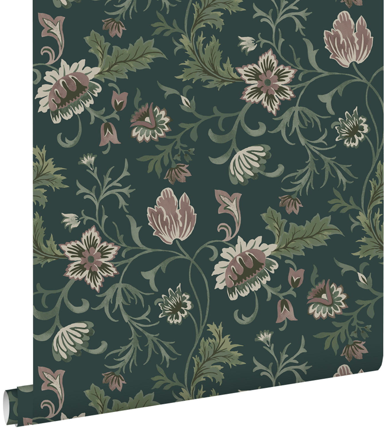 TAPETE Blumenmuster 53 cm x 10.05 m - Grün, Papier (53/1000cm) - ESTAhome