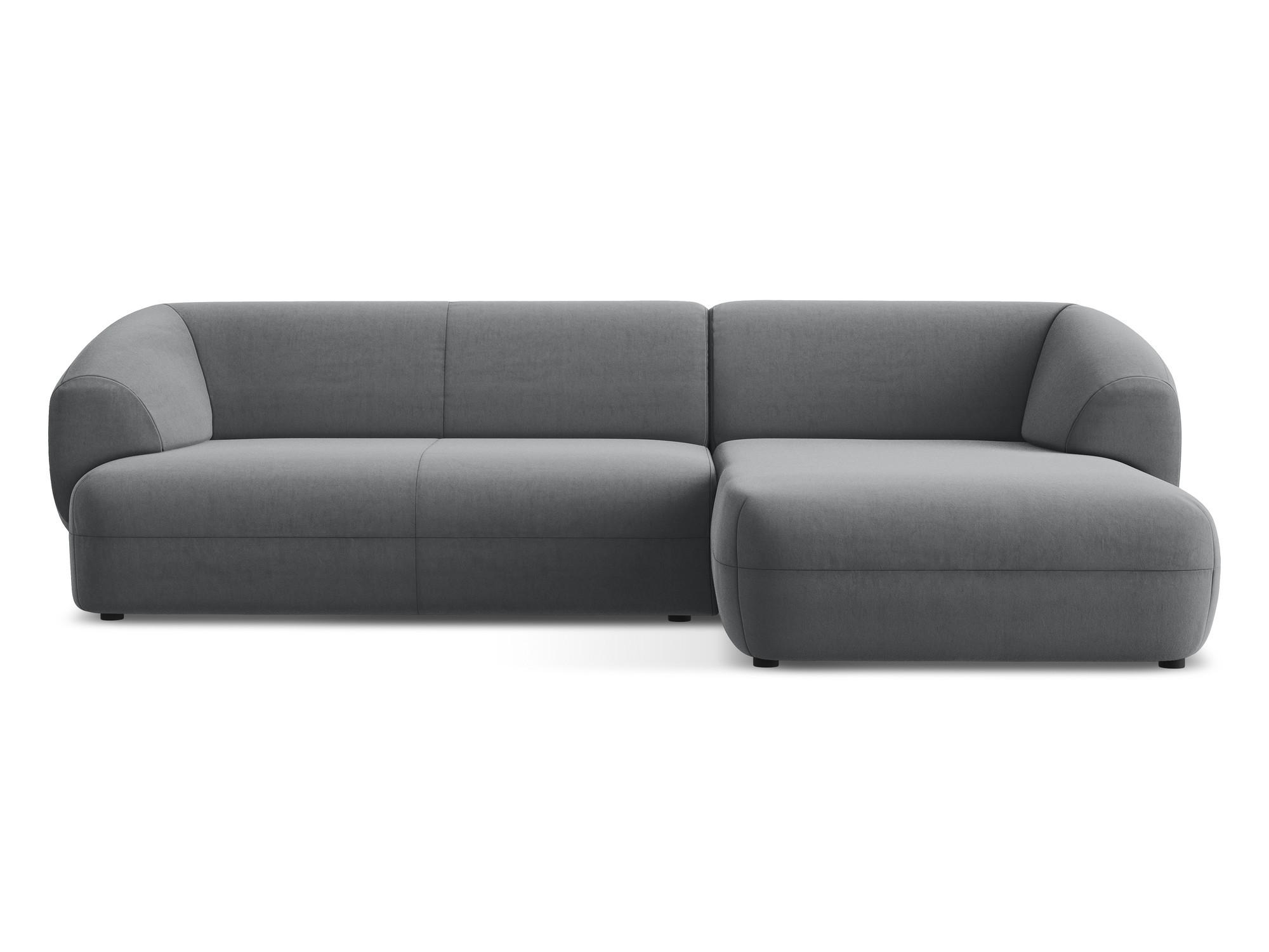 ECKSOFA Rechts Samt Stoff Grau - Dunkelgrau/Schwarz, Kunststoff/Textil (280/156cm) - Makamii