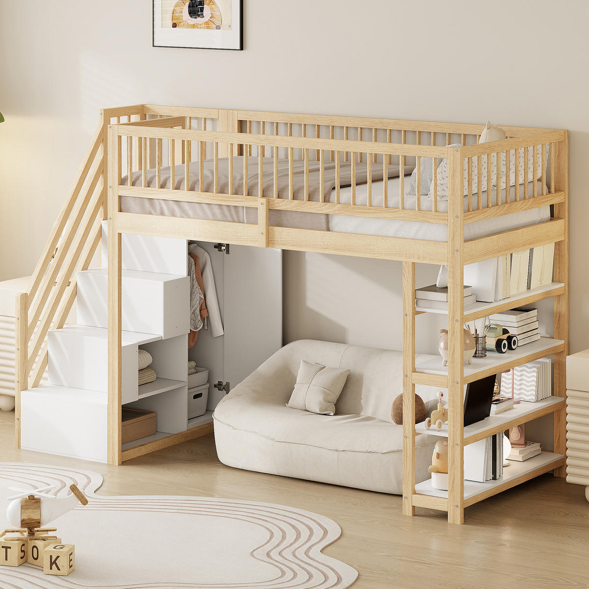 HOCHBETT 90x200 cm Schrank Regal Holz - Naturfarben, Holz (90/200cm) - LEBENLANG