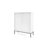 HOCHKOMMODE NOVA Geriffelt, 2-Türen, KOMMODE Schwarz, Schwarze Füße 104x39x cm Weiß - Schwarz/Weiß, Holzwerkstoff/Kunststoff (104/125/39cm) - DomoHome
