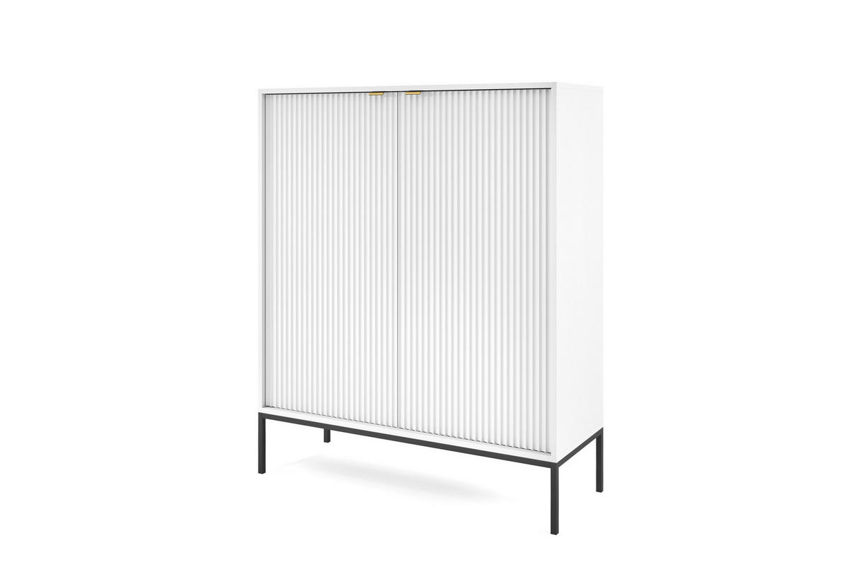 HOCHKOMMODE NOVA Geriffelt, 2-Türen, KOMMODE Schwarz, Schwarze Füße 104x39x cm Weiß - Schwarz/Weiß, Holzwerkstoff/Kunststoff (104/125/39cm) - DomoHome