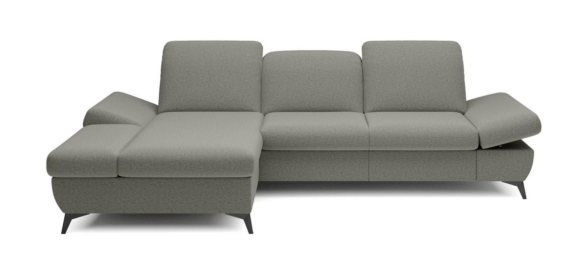 ECKSOFA FELICE L-S Grau Geflochtener Stoff mit Schlaffunktion - Grau, Holz (284/166cm) - MASSENO