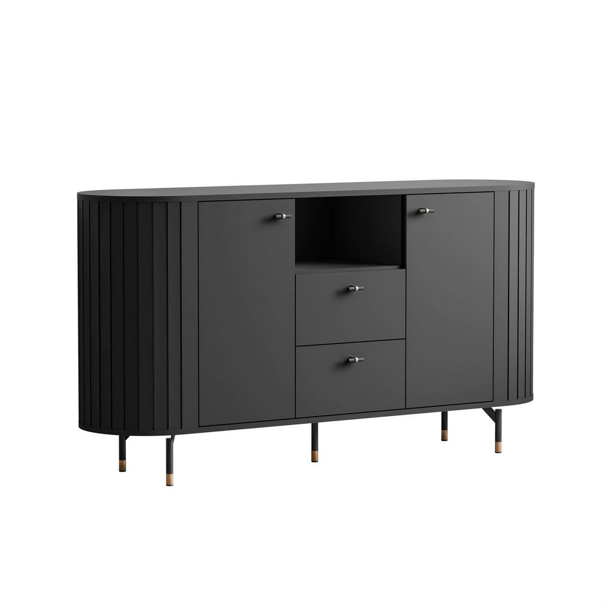 SIDEBOARD ELODIE 150 2T2S Schwarz - Eichefarben, Holzwerkstoff (150/81/40cm) - Lookway