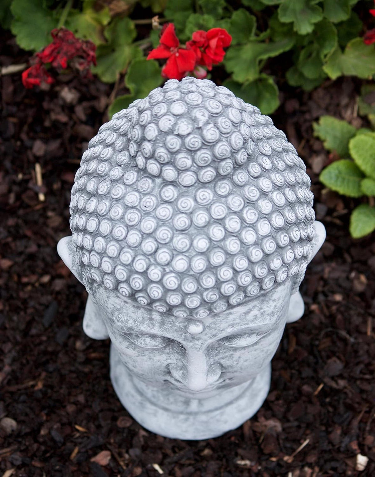 STEINFIGUR Buddha Shiva Kopf, Frostfest - Grau, Stein (18/30/20cm) - stoneandstyle