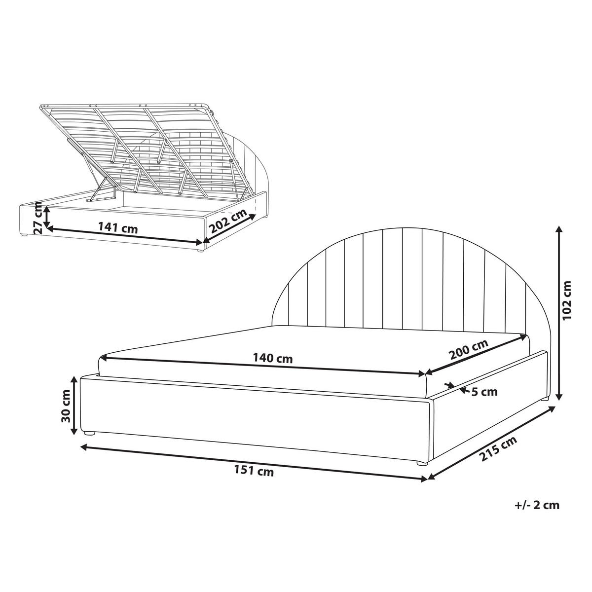 BETT mit Stauraum 140/200 cm Cremeweiß Chadenet - Weiß, Textil (140/200cm) - Beliani
