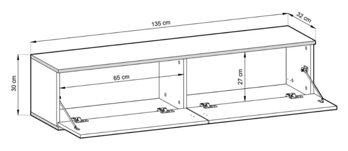 TV-SCHRANK Weiß POLO Hängend Glatte Front 135 cm - Weiß, Holzwerkstoff (135/30/32cm) - Sepro Meble